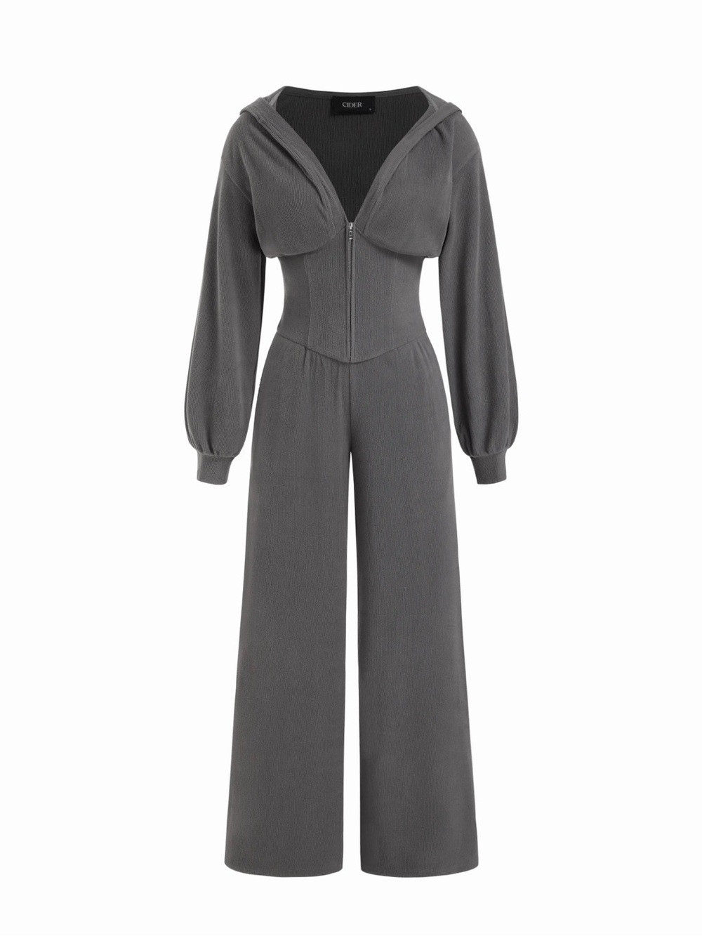 Cider Women’s Zip-Front Hooded Jumpsuit in Gray